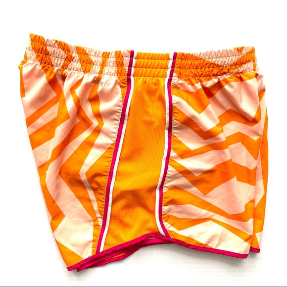 Nike Dri-Fit Orange Zig Zag Lined Running Shorts Small - Picture 3 of 7